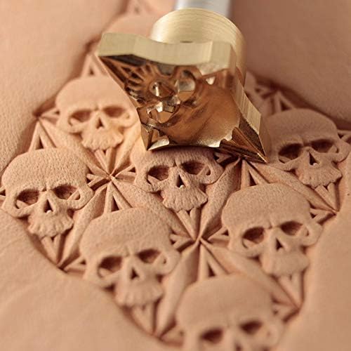 DandS ltd Skull Leather Stamp Tool, Professional Steel Craft Tool for Leatherworking, Embossing, Carving & Stamping Leather Projects, Belts Wallets & DIY Projects Compatible with Mallet #377B - color: Skull Face 0.63 x 0.98"