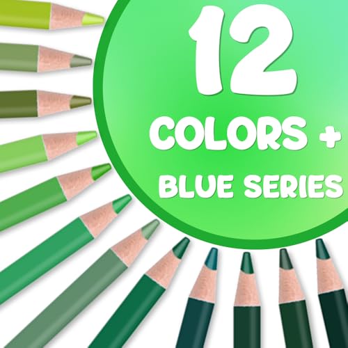 12Pcs Green Colored Pencils Set,Professional Drawing Pencils for Adults | Oil Based,No Duplicates,Pre-sharpened Wooden Sketch Pencil Art Supplies for Coloring Books - color: 12Pcs Green Colored