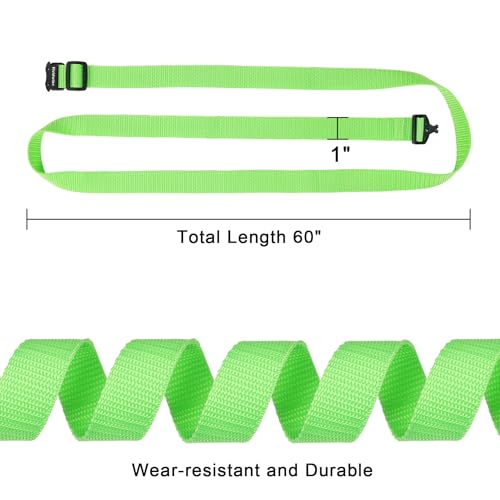 Utility Straps with Metal Quick Release Buckle, Adjustable Nylon Belt Backpack Accessories Sleeping Bag Strap for Hiking, Travel, Outdoor Sports (Green-Metal Buckle, 1" W-60 L) - size: 1"W-60"L
