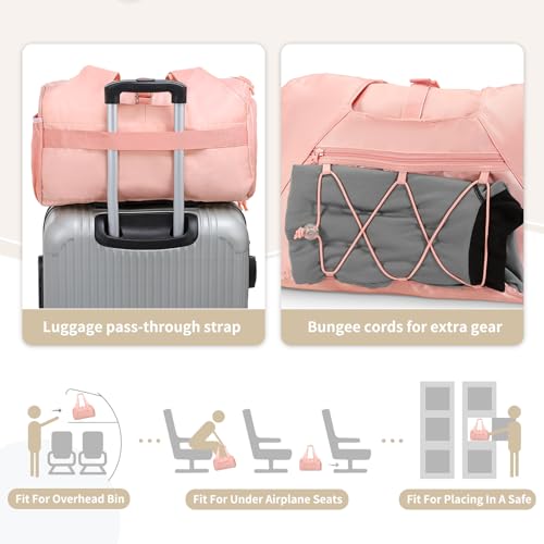 Small Gym Bag for Women with Shoe Compartment 35L, Pink - color: Pink