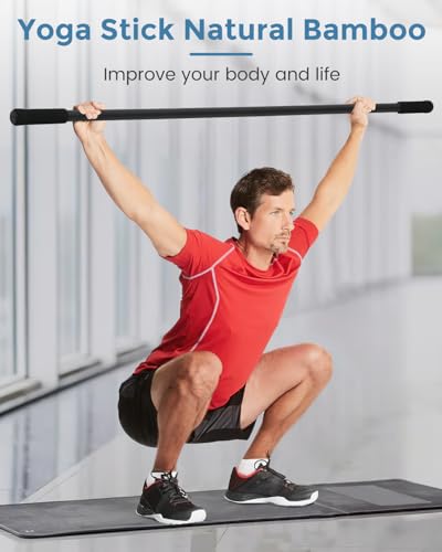 P Polerden Yoga Stick, 5ft Exercise Stick for Mobility, Stretching Stick with Non-Slip Ends, Exercise Dowel for Pilates, Balance Pole and Stretch Bar for Stretching Equipment - size: 1 PCS 60 inches Sturdy Steel