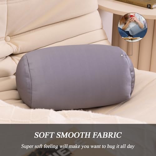 Microbead Bolster Tube Pillows with Double Cover, Squish Bean Bed Microbead Pillow Soft Neck Back Lumbar Support Smooth Cool Touch Comfortable Fabric (Dark Grey) - color: Dark Grey