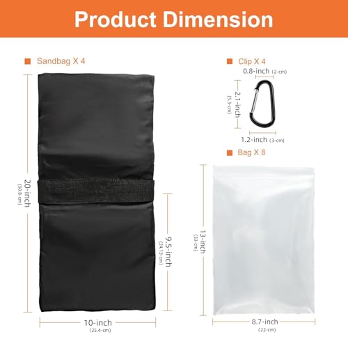 Jiang&Rong 4 Pack Sandbag Weight Bags - Black