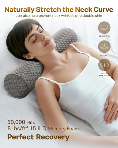 Memory Foam 5" Round Pillow, Cervical Neck Roll Pillow for Pain Relief - color: Plaid Grey, size: 5"H