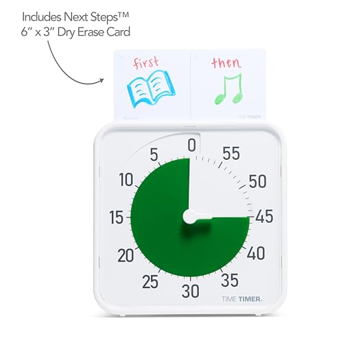 Time Timer Original 8" Visual Countdown Timer – Medium 60-Minute Silent Classroom Visual Timer for SEL, Emotional Regulation, Focus, Calm Transitions, ADHD, Autism – (Green & White) - color: Green & White, size: 8 Inch