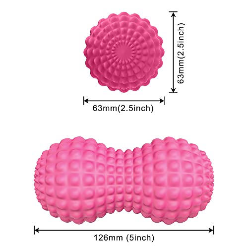 SELEWARE Peanut Massage Ball, Double Lacrosse Roller for Muscle Relief - color: Pink