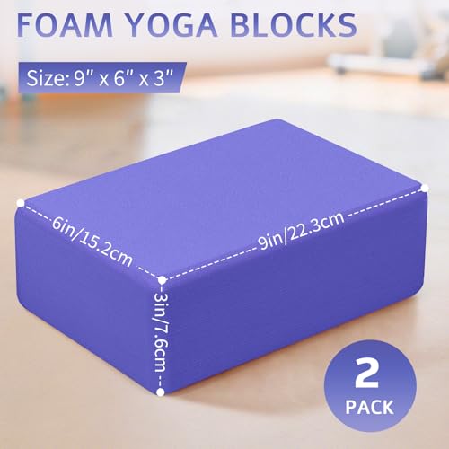 2 Pack Yoga Blocks, Lightweight 3x6x9in Yoga Bricks - color: 2PACK-Purple