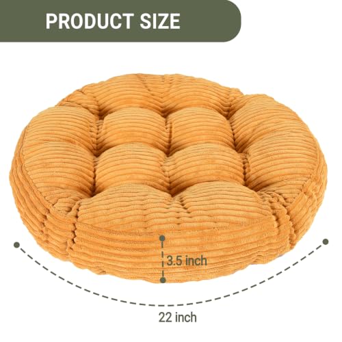 Large Floor Pillow for Adults, 22x22" Memory Foam Floor Cushion with Corduroy Cover, Round Floor Sitting Cushions for Meditation, Lounge,Seating for Yoga, Tatami Living Room (2, Round-Orange) - color: Round-orange