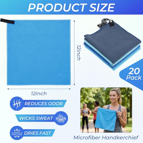 20 Pcs Workout Towels - Gym Sweat Handkerchiefs, Blue Gradient - color: Blue Gradient