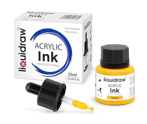 Liquidraw Acrylic Drawing Ink - 10 x 1.18 fl oz (35 ml) Bottles with Ink Dropper | Suitable for Painting, Art Drawing & Design | Great for Professionals, Artists, Students & Hobbyists | Craft Gift - style: Set of 10 (Assorted Colours)