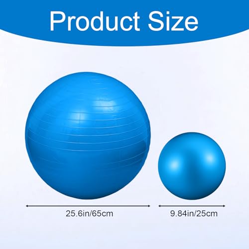 Kifmurase 2PCS Yoga Ball, 25Inch Thicked Anti-Burst Exercise Balls for Workout Stretching Stability, Non-Slip Balance Ball Equipment for Women Pilates Physical Therapy Pregnancy Labor Birthing Fitness - color: Blue