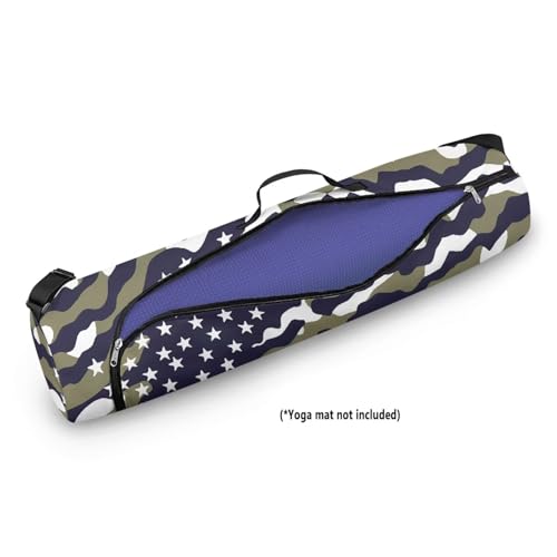 Yoga Mat Bag for Women & Men Full-Zip Yoga Mat Carrier Bag for Class Workout Park with Adjustable Strap - color: Camouflage American Flag