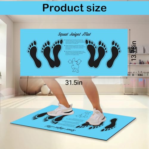 Squat Mat with Foot Position Guide, Anti-Slip Squat Target Mat for Home Gym, Leg, Glute and Ab Workouts, Lightweight Rollable Exercise Mat, 31.5" x 13.78" - color: Blue