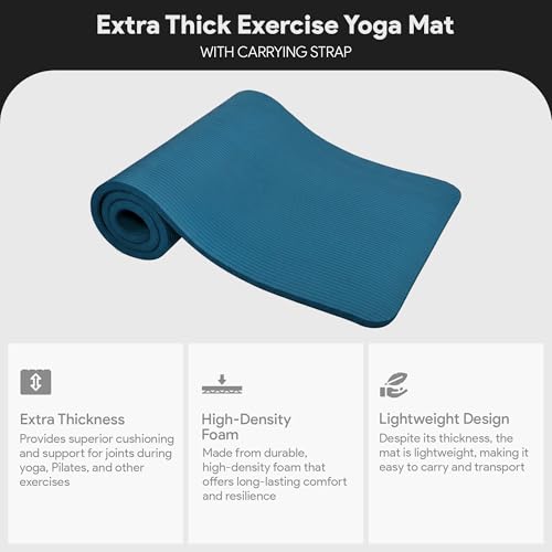 BalanceFrom 1-inch Thick 71x24 Inches Extra Thick Exercise Yoga Mat - color: Navy Blue