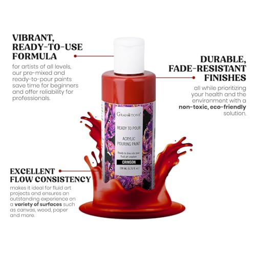 GRANOTONE Pouring Paint Crimson 6.76 fl oz 200 ml - color: CRIMSON