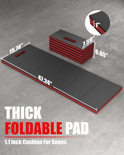 Mechanic Mat, 47.2 x 15.7 x 1 Inch Foldable Mechanic Kneeling Pad, Red - color: Red