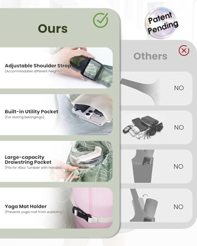 sportsnew Yoga Mat Bag for Women with 40oz Water Bottle Pocket, Pilates Bag - color: Sage Green