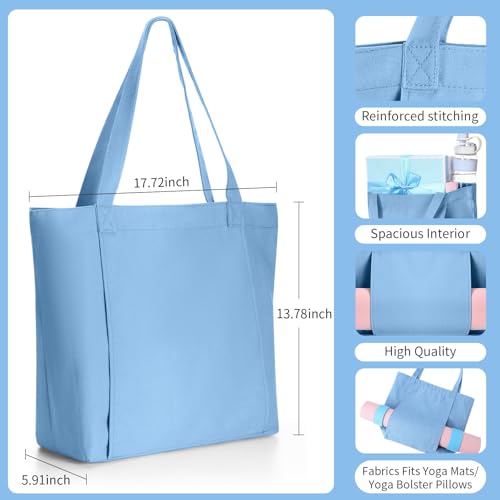 Halloscume Yoga Mat Bag Set for Women Including Yoga Tote Bag (Without Mat) Booty Resistance Bands Non Slip Sports Socks Silicone Ties for Pilates Travel Workout Office Home Gym - color: Blue