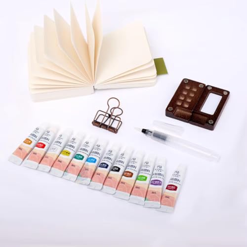 Mini Watercolor Travel Set, 8 Grids | Mini Paint Palette Travel Kit, Pocket Artist Water Color, Wooden Paint Palette, For Painters, Artists, and Students