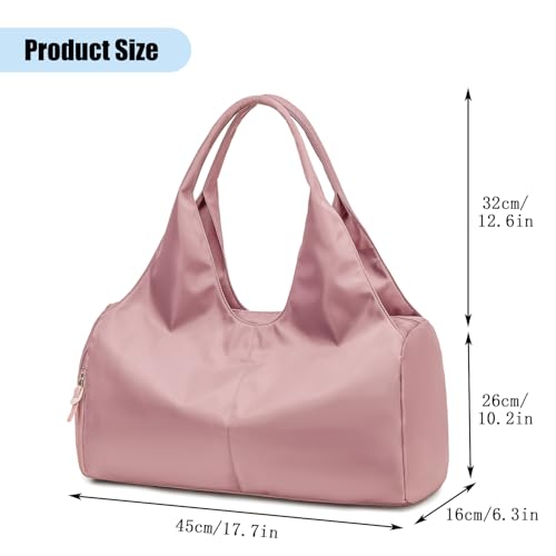 Forestfish Gym Bag For Women With Shoes Compartment & Wet Dry | Compact & Lightweight, Water Resistant, Use as Yoga bag, Pilates bag, Duffel bag - color: Pink