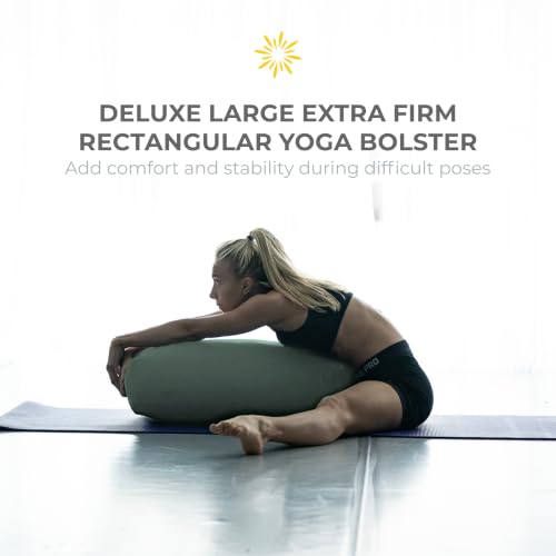 6 Piece Restorative Yoga Kit | Includes 1 Yoga Bolster (24"x12"x6"), 2 Blocks (4"x6"x 9"), 1 6ft D-Ring Strap, 1 Mexican Blanket, 1 Unscented Eye Pillow - color: Sage- Option 2