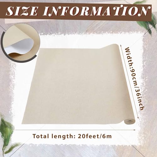 Kinlop 36 Inch X 20 Feet Double Primed Cotton Canvas Roll, Linen Beige | Double Primed for Oil and Acrylic Painting, Artist Grade Cotton, Rolled White Canvas for Art, Ready to Stretch - color: Linen Beige, size: 36 Inch X 20 Feet