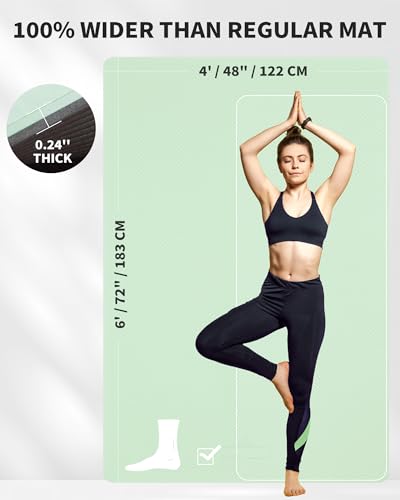 CAMBIVO 72''x48'' Large Yoga Mat, Extra Thick TPE Workout Mat - color: MINT GREEN, size: 6mm