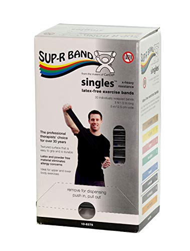 CanDo 10-6375 Sup-R Band Latex-Free Exercise Band, 5' Length, Black, Pack of 30 - color: Black: X-Heavy, size: 5 ft Single (30 ct)