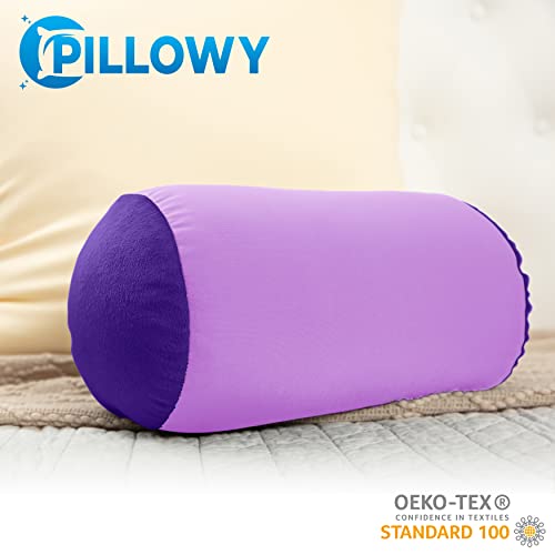 Microbead Bolster Neck Roll Pillow, 14x8 in Cylinder Tube, Paril Purple | Silky feel fabric helps prevent wrinkles & hair breakage; feather-light beads gently cushion head & shoulders as you rest - color: Paril Purple
