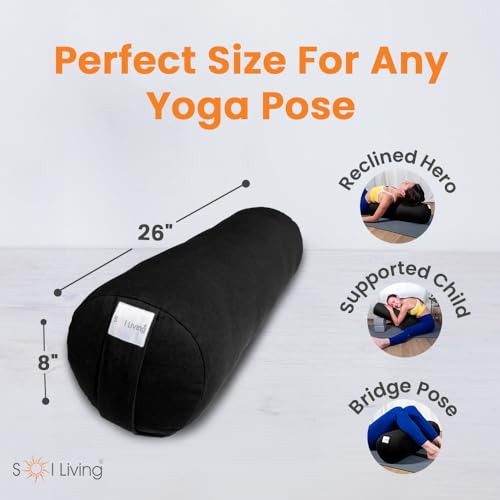 Pranayama Yoga Bolster Meditation Pillow - color: Black, size: Cylindrical 26" x 8"