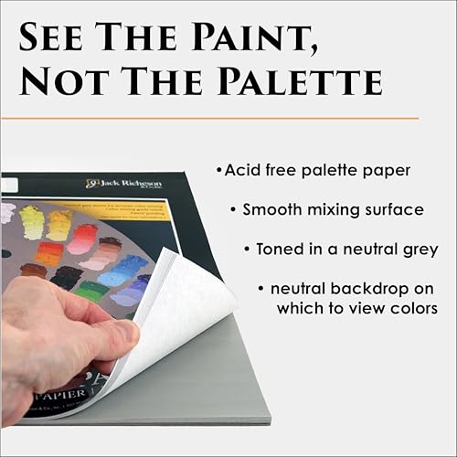 Jack Richeson Grey Matters Disposable Paper Palette 6” x 9”, 3 Pack, Includes Palette Knife - color: Midtone Grey 3 Pack + Palette Knife