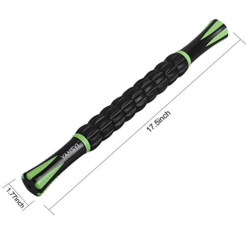 YANSYI Professional 9-Roller Deep Tissue Massage Stick - Portable Muscle Recovery Roller for Athletes, Relieves Post-Workout Soreness & Leg/Back Pain - Portable Physio Tool (Black) - color: Black
