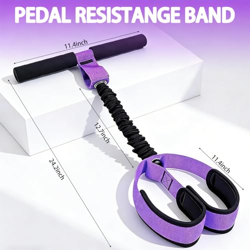 Upgraded Pedal Resistance Band with Handle, Thickened Latex Tubes and Soft Foam Fabric Foot Pedal, Abdomen, Waist,Core/ABS, Arm, Leg,Arms Equipment Gift for Women,Physical Therapy - color: Purple