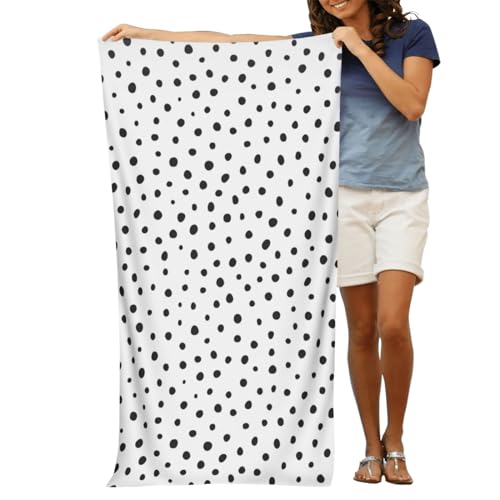 VOOHDDY Polka Dot Spot Black White Trendy Beach Towel Soft Absorbent Microfiber Quick Dry Large Bath Towels for Bathroom Women Girls Pool Camping Travel Swimming Picnic Sports - color: Polka Dot Spot Black White Trendy