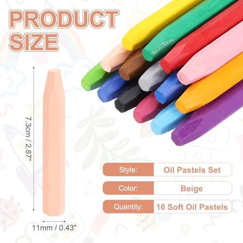 MECCANIXITY 16PCS Oil Pastels Set, Soft Oil Colored Drawing Pastels Chalk Vibrant Color for Artists Art Supplies for Beginners Teachers, Beige - color: Beige