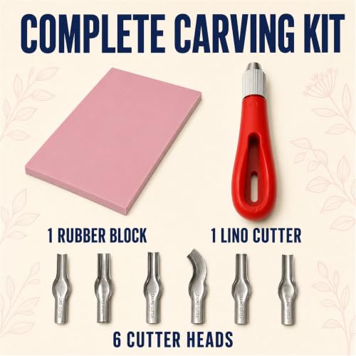 Rubber Block Stamp Carving Block Stamp Making Kit with Cutter Tools, 1 Carving Rubber Stamp for Printmaking, Printing and More - size: 1 Rubber Block + Carving Tool