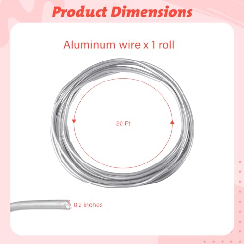 5 Gauge Aluminum Wire 20 Feet, 5mm Craft Wire for Sculpting, Metal Wire Armature Bendable Armature Wire for DIY Jewelry Making, Beading Floral, Gardening