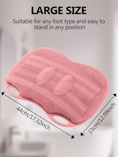 Kalolary Silicone Shower Foot Scrubber Mat with Non Slip Suction Cups - color: Pink