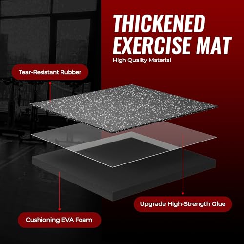 SUPERJARE 0.79'' Extra-Thick Exercise Equipment Mats, 36 Pcs 144 Sq Ft Rubber Top Floor Tiles with High Density EVA Foam, Interlocking Gym Flooring for Home Gym, Workout Mat, Black/Grey - size: 36 Tiles (144 Sq Ft)