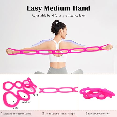 7 Ring Adjustable Loop Resistance Bands for Working Out Walk at Home,Workout Bands Exercise Stretch Band for Women&Men Fitness, Yoga, Pilates-Non-Slip, Durable Rubber, Home/Gym Use - color: Pink