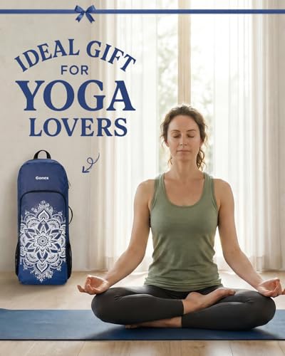 Gonex Yoga Mat Bag Convertible Backpack Blocks Carrier with Wet Pocket | 600D Polyester, Fits Most Yoga Mats,Multiple Compartment, Padded Straps, 2 Carry Ways, Gym, Travel & Daily Use - color: Blue