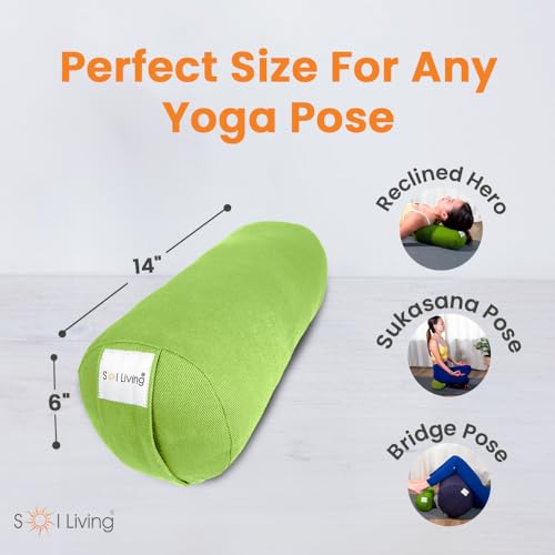 Pranayama Yoga Bolster Meditation Pillow - color: Green, size: Cylindrical 14" x 6"
