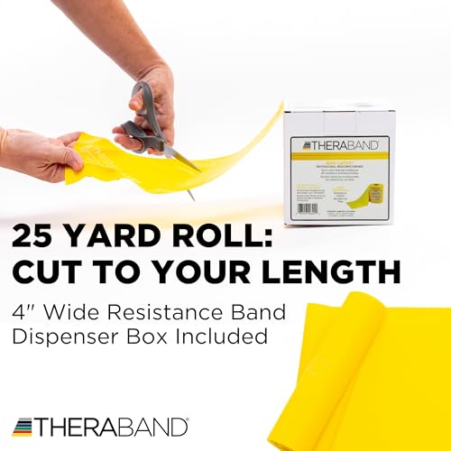 THERABAND Resistance Band, Gold, Max, 25-Yard Roll, Latex-Free, Elastic Band for Exercise, Physical Therapy, Yoga, Pilates, Stretching, Home Workouts, Color-Coded for Easy Resistance Levels - color: Yellow | Light