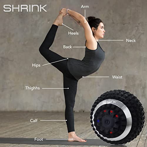 shrink Vibrating Massage Ball with 4-Speeds - Deep Tissue Trigger Point Massage Ball for Relieving Muscle Pain and Tension - Myofascial and Hip Flexor Release Tool for Physical Therapy