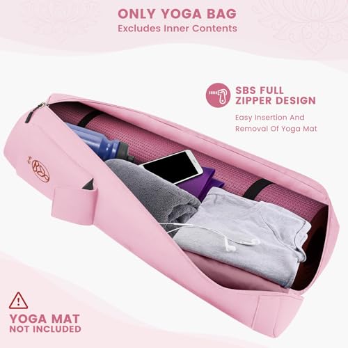 Gonex Yoga Mat Bag, Full-Zip Mat Carrier | 600D Oxford Fabric, Wet Pocket, Front Zip Pocket, Adjustable Strap, Fits Mats up to 26" - color: Pink