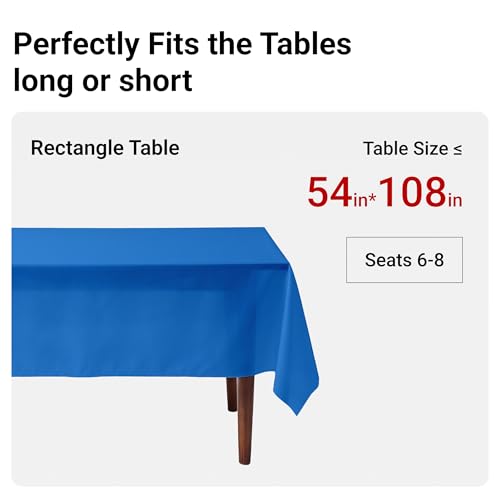 Auros 10-Pack Plastic Tablecloths, 54x108 Inch Disposable Table Covers, 8FT | Rectangle Waterproof & Throw Away Table Cloth, Easy Cleanup for Party, Wedding, Graduation, BBQ, Fits 6-8ft Tables, Sky Blue - color: Sky Blue, size: 54" X 108" Rectangle