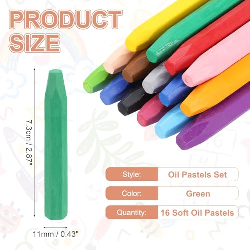 MECCANIXITY 16PCS Oil Pastels Set, Soft Oil Colored Drawing Pastels Chalk Vibrant Color for Artists Art Supplies for Beginners Teachers, Green - color: Green