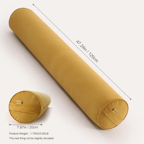 Body Pillow for Adults,Long Round Pillow,Big Cylindrical Pillow,Large Full Bolster Pillows for Side Sleepers (Honey Yellow, 47.24"*7.87") - color: Honey Yellow, size: 47.24"*7.87"