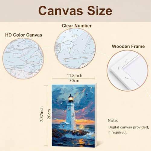 Gemozaic 2 Pack Framed Paint by Numbers Kit for Adults, Lighthouse & Ship | Easy Paint by Number for Adult Beginners with Easel, DIY Small Ocean Acrylic Numbers Painting, Home Wall Decor, Gift, 8x12 IN - color: BKH2336+2337