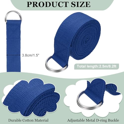 Yoga Strap for Stretching, Athletic Stretch Band with Adjustable Metal D Ring Buckle Yoga Bands - color: Blue, size: 8.2ft